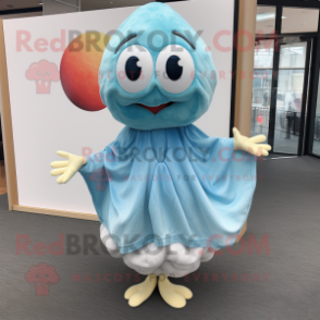 Sky Blue Oyster mascot costume character dressed with a Culottes and Anklets