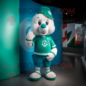 Cyan Irish Flag mascot costume character dressed with a Polo Tee and Hairpins
