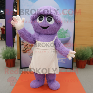 Lavender Fried Rice mascot costume character dressed with a Trousers and Gloves
