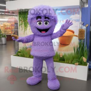 Lavender Fried Rice mascot costume character dressed with a Trousers and Gloves