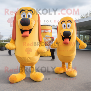 Gold-Hot-Dogs Maskottchen...