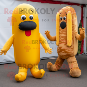 Gold-Hot-Dogs Maskottchen...