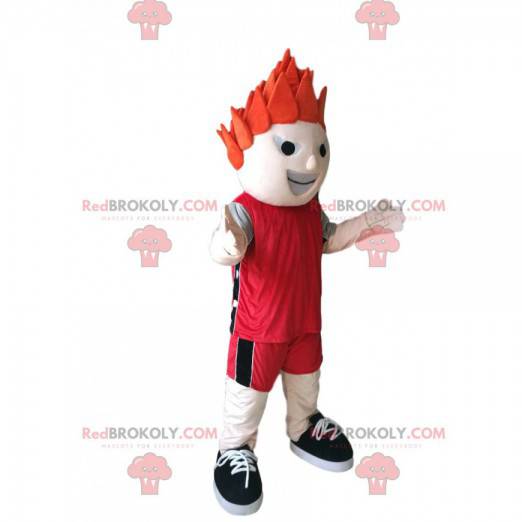 Mascote esportivo com roupa esportiva vermelha - Redbrokoly.com