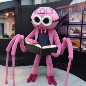 Pink Spider maskot kostume...