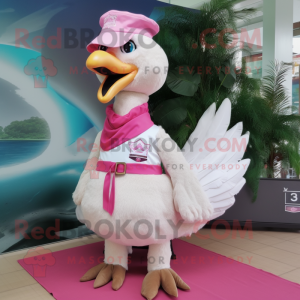 Pink Swans mascot costume character dressed with a Cargo Shorts and Scarf clips