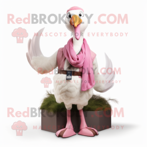 Pink Swans mascot costume character dressed with a Cargo Shorts and Scarf clips