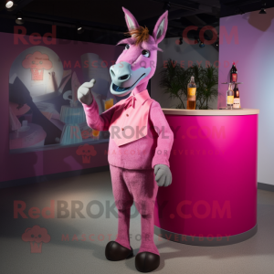 Pink æsel maskot kostume...