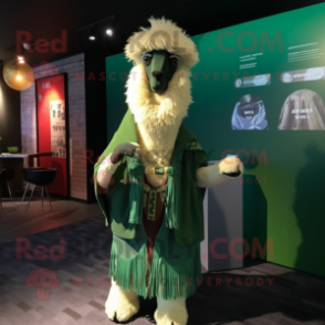 Green Llama mascot costume character dressed with a Blazer and Shawls