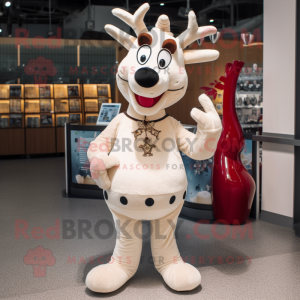 Cream Reindeer mascot costume character dressed with a Flare Jeans and Coin purses