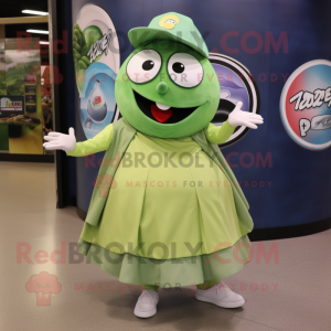 Olive Tuna mascot costume character dressed with a Circle Skirt and Caps