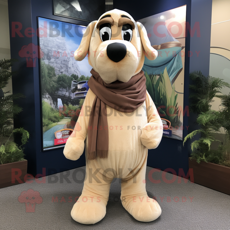 Tan Dog mascot costume character dressed with a Jumpsuit and Scarf clips