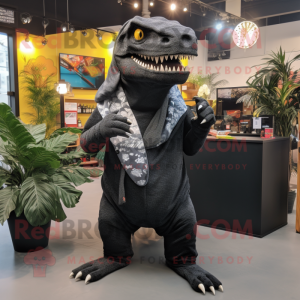 Svart Tyrannosaurus maskot...