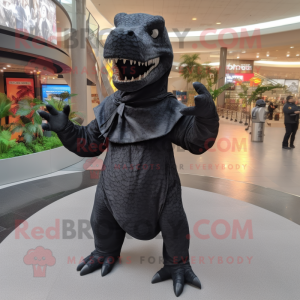 Svart Tyrannosaurus maskot...