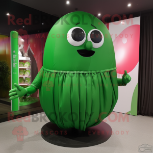 Forest Green Human Cannon Ball mascot costume character dressed with a Skirt and Clutch bags