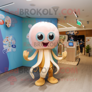 Beige Octopus maskot kostym...