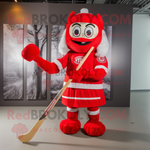 Red Ice Hockey Stick maskot...