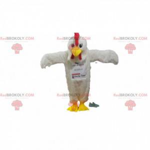White chicken mascot with a magnificent plumage! -
