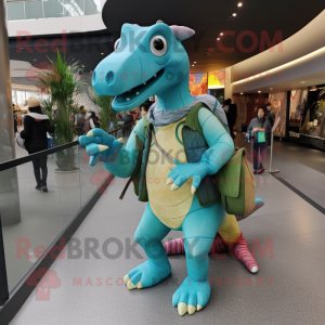 Cyan Parasaurolophus maskot...