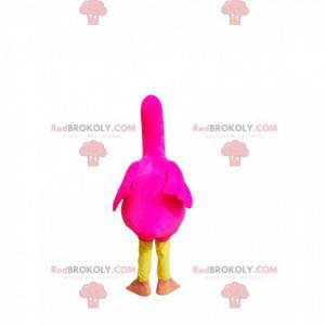 Mascotte de flamand rose fluo avec de jolis yeux -