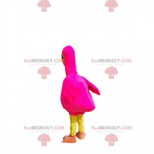 Neonowa różowa maskotka flamingo z ładnymi oczami -