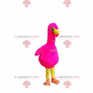 Neonrosa Flamingo-Maskottchen mit hübschen Augen -