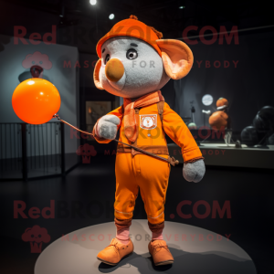 Orange Tightrope Walker mascot costume character dressed with a Bomber Jacket and Pocket squares