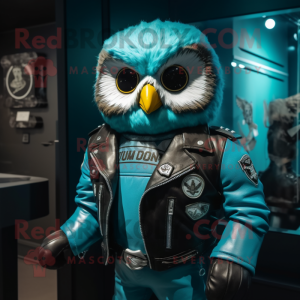 Teal Owl maskot kostym...
