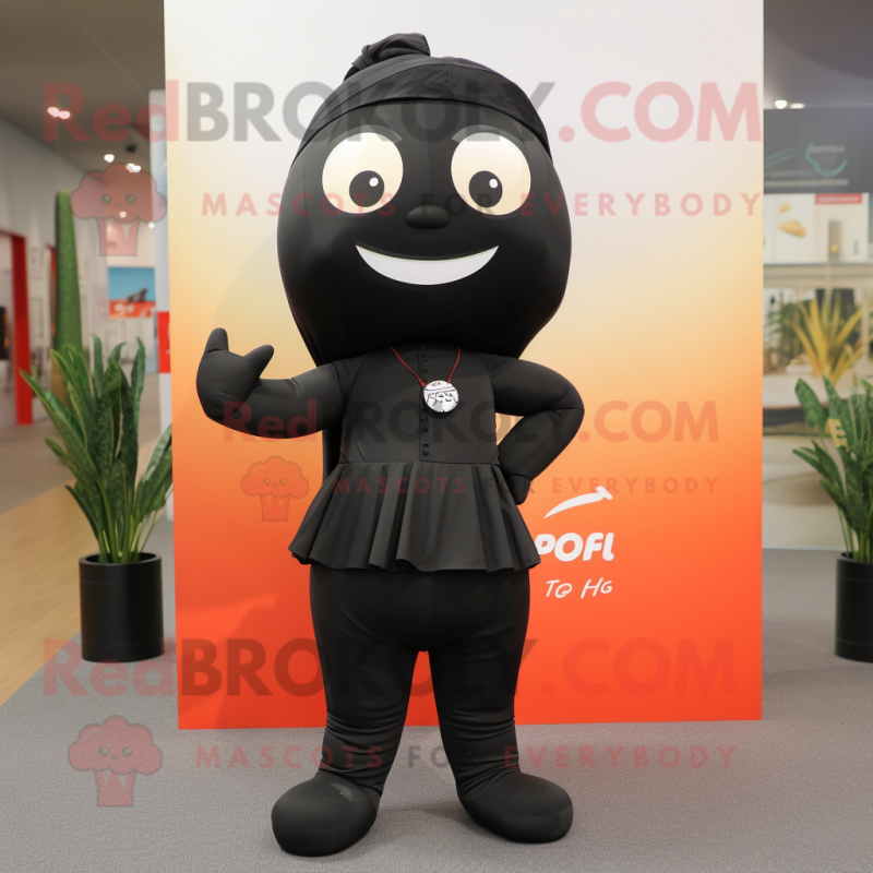 Black Pho mascot costume character dressed with a Yoga Pants and Tie pins