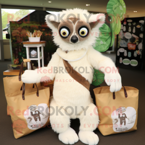 Cream Lemur maskot kostume...