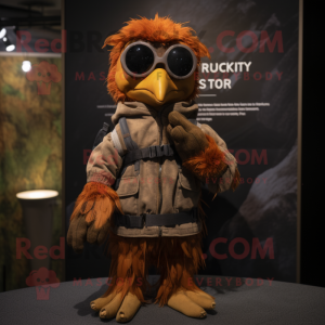 Rust Archeopteryx mascot costume character dressed with a Parka and Bracelets