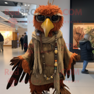 Rust Archeopteryx mascot costume character dressed with a Parka and Bracelets