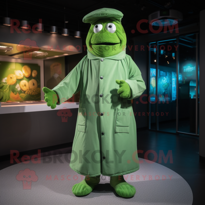 Green Steak mascot costume character dressed with a Parka and Berets Green Steak mascot costume character dressed with a Parka and Berets