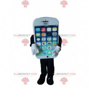 Hvid smart telefon maskot - Redbrokoly.com