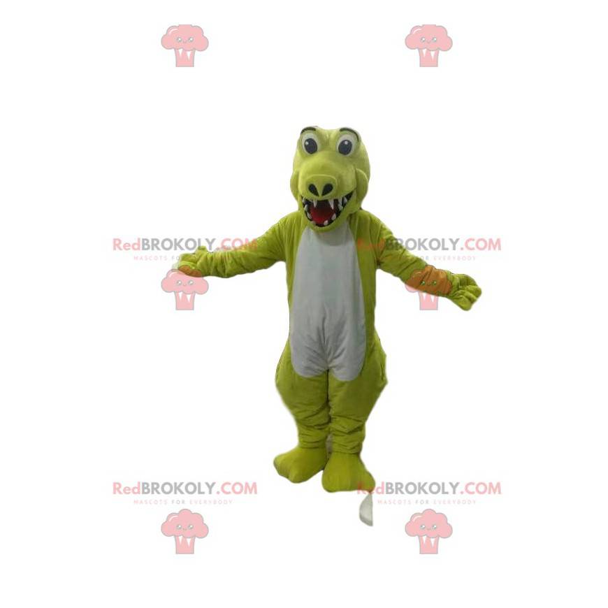 Meget glad fluorescerende gul og hvid krokodille maskot - Meget glad fluorescerende gul og hvid krokodille maskot -
