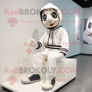 Hvid Mime maskot kostume...