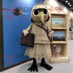 Beige Crow mascotte kostuum...