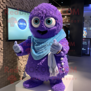 Lavender Meatballs mascot costume character dressed with a Cover-up and Digital watches