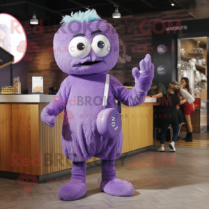 Lavender Meatballs mascot costume character dressed with a Cover-up and Digital watches