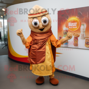 Rust Biryani mascot costume character dressed with a Waistcoat and Wraps