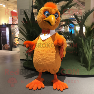 Orange Pheasant mascot costume character dressed with a Capri Pants and Anklets