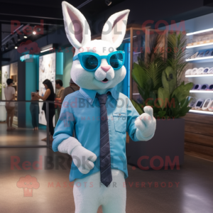 Cyan kanin maskot kostym...