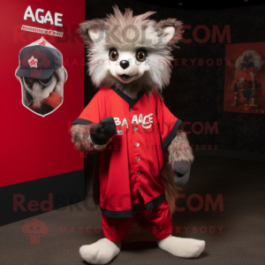 Rød Aye-Aye maskot kostume...