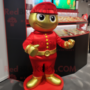 Red Pot Of Gold mascot costume character dressed with a Turtleneck and Cufflinks