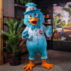 Cyan Roosters maskot drakt...