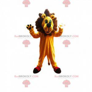 ¡Mascota león muy entusiasta con una melena magnífica! -