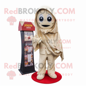 Beige Graveyard mascot costume character dressed with a Flare Jeans and Wraps