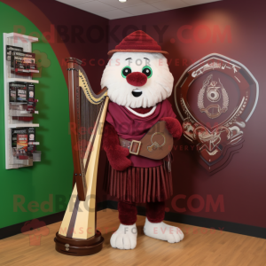 Maroon Celtic Harp maskot...