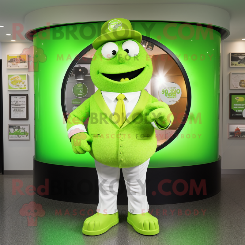 Lime Green Gyro mascot costume character dressed with a Henley Shirt and Cufflinks Lime Green Gyro mascot costume character dressed with a Henley Shirt and Cufflinks