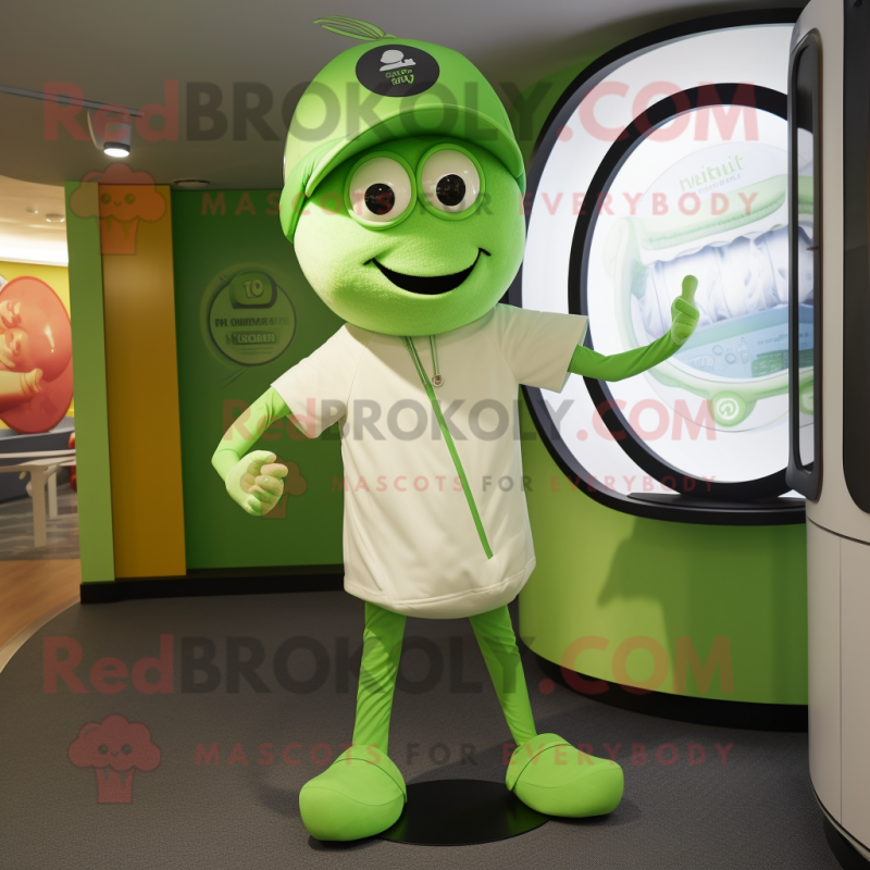 Lime Green Gyro mascot costume character dressed with a Henley Shirt and Cufflinks Lime Green Gyro mascot costume character dressed with a Henley Shirt and Cufflinks