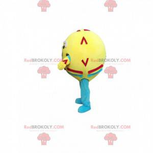 Yellow and multicolored ball mascot with a nice smile -